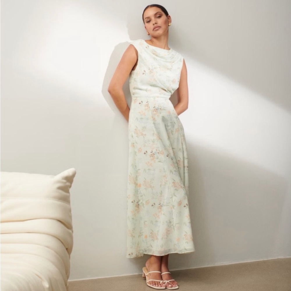 Abercrombie & Fitch Draped Open-Back  Floral Maxi Dress